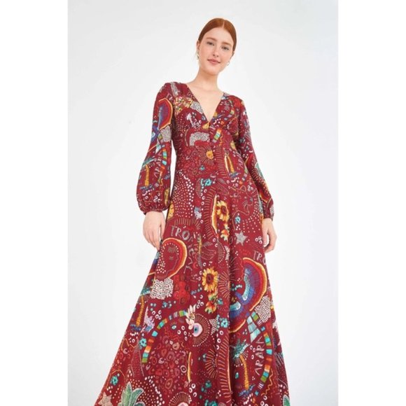 FARM Rio Burgundy Borogodo Maxi Dress XS - Picture 3 of 3